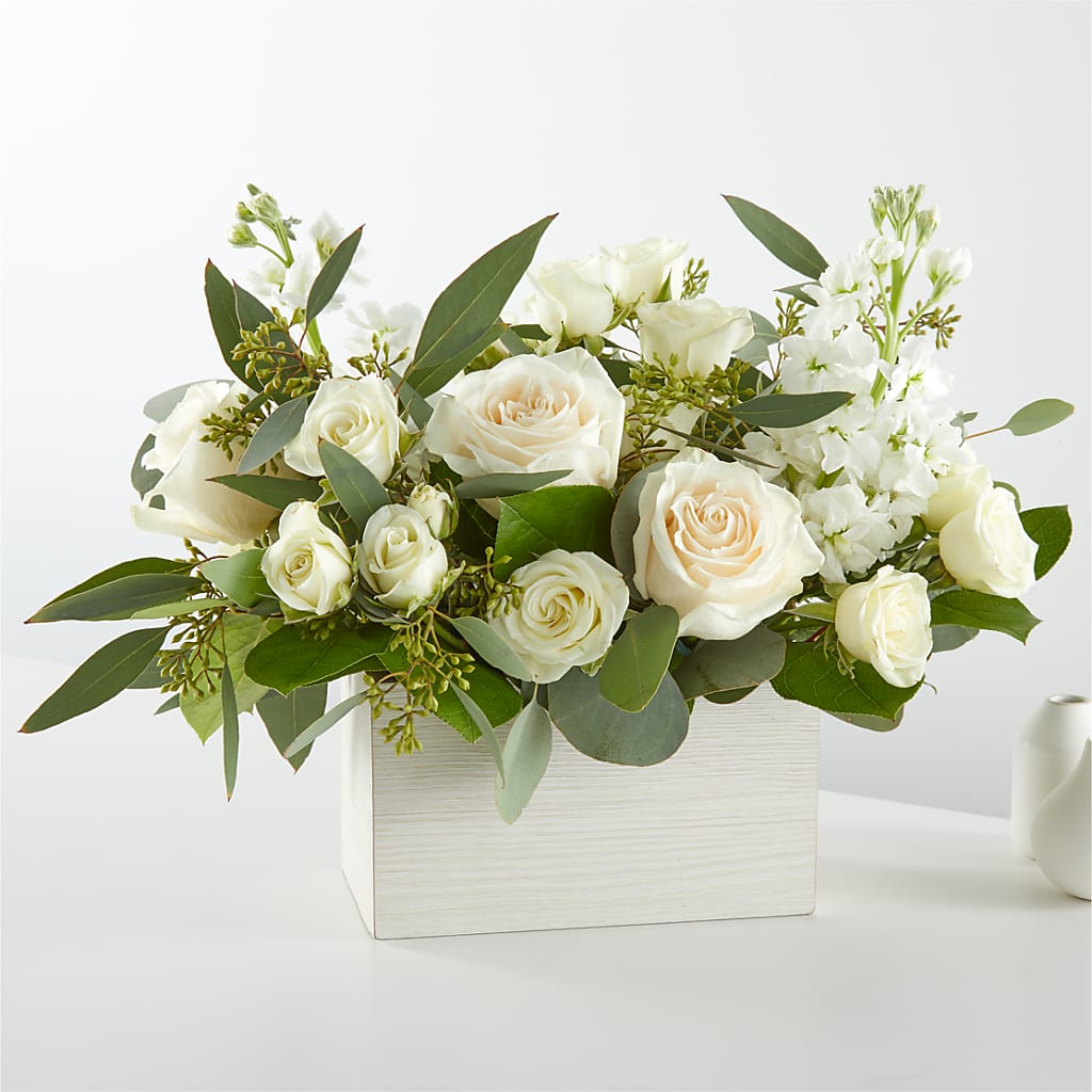 Fresh Linen Box Bouquet – Moreno Valley Flower Box, Moreno Valley CA