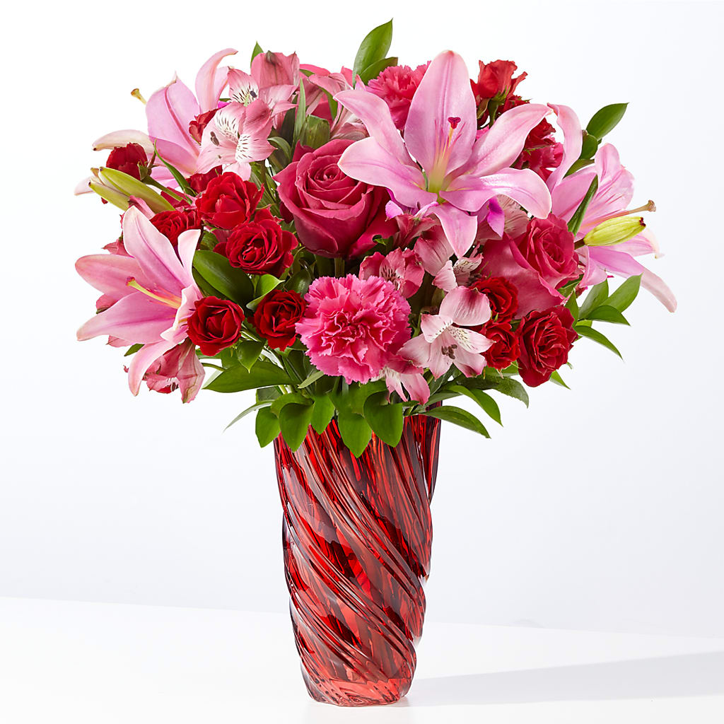 In Love Bouquet with Luxe Swirl Vase – Moreno Valley Flower Box, Moreno Valley CA