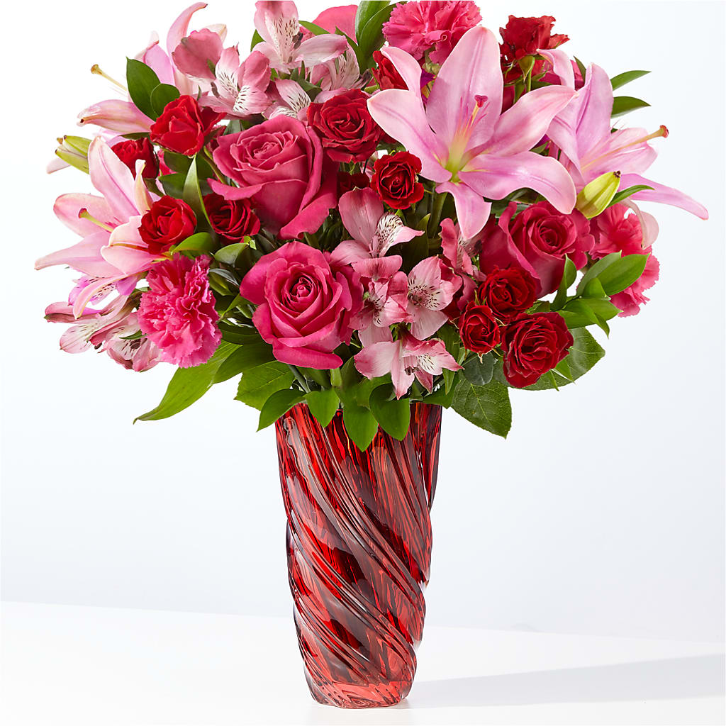 In Love Bouquet with Luxe Swirl Vase – Moreno Valley Flower Box, Moreno Valley CA