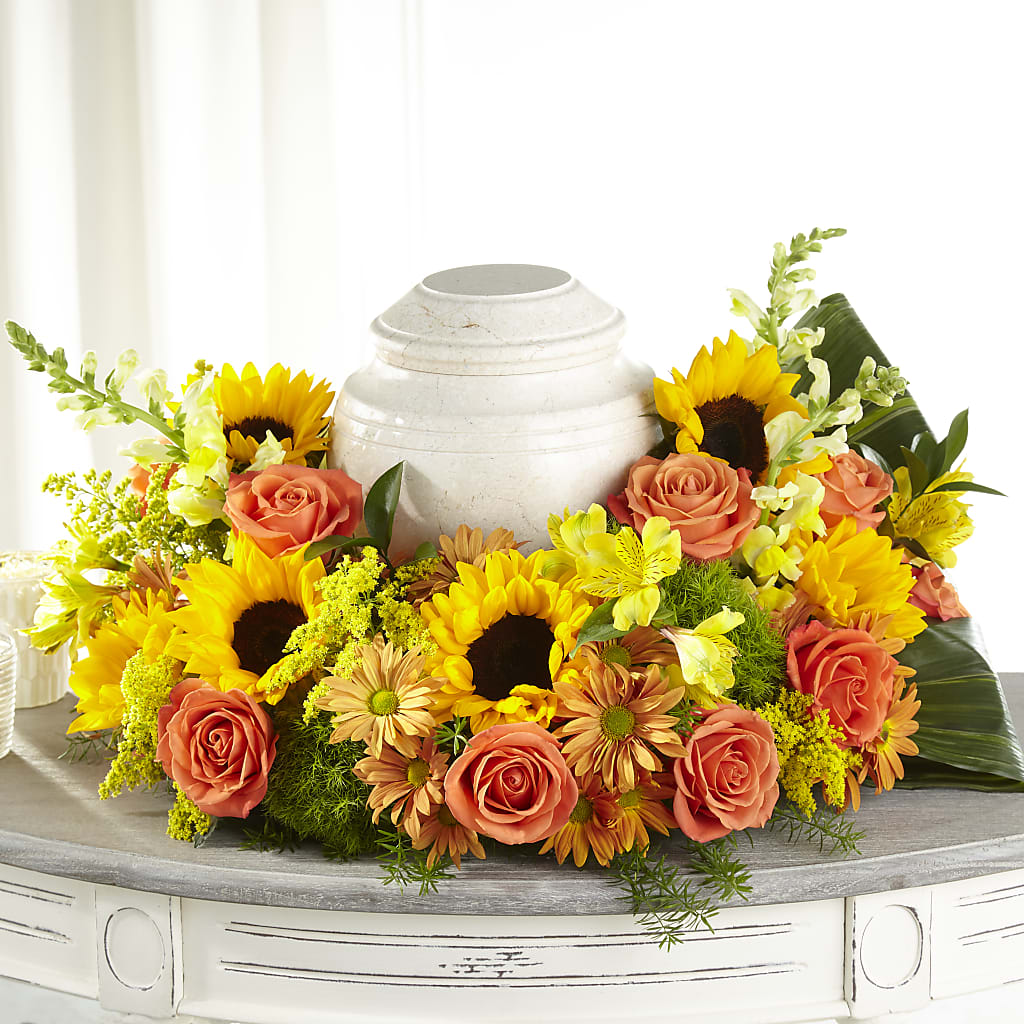 Faithful Sunflower Cremation Adornment – Moreno Valley Flower Box, Moreno Valley CA