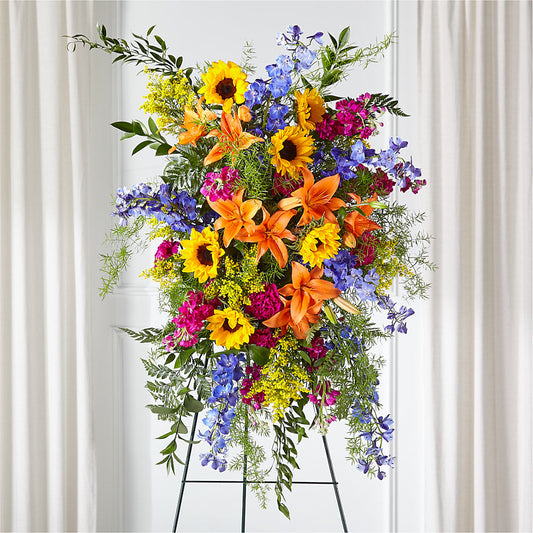Sunlit Memories Standing Spray (Standard) –  Moreno Valley Flower Box, Moreno Valley CA