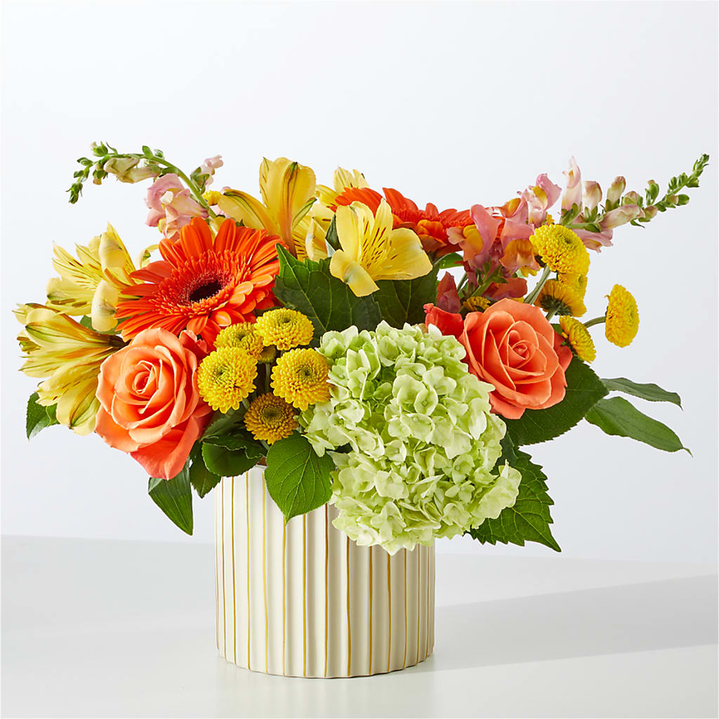 Autumn Sunshine Bouquet with Ivory Vase –  Moreno Valley Flower Box, Moreno Valley CA