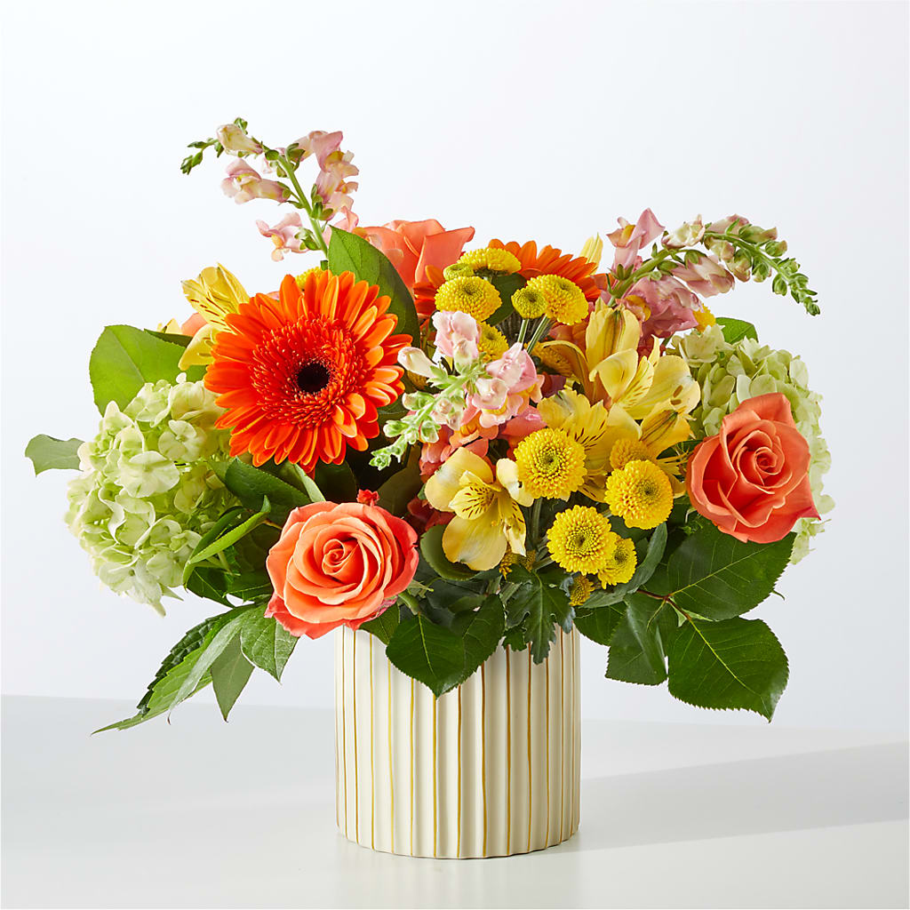 Autumn Sunshine Bouquet with Ivory Vase –  Moreno Valley Flower Box, Moreno Valley CA