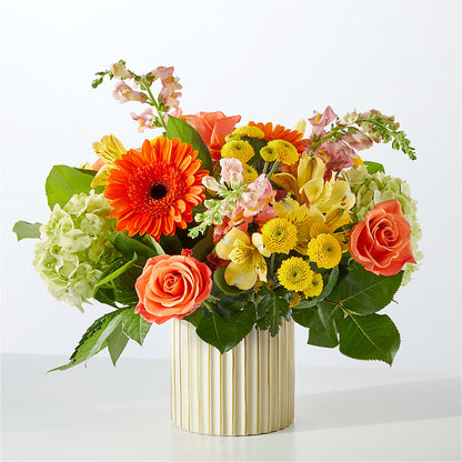 Autumn Sunshine Bouquet with Ivory Vase –  Moreno Valley Flower Box, Moreno Valley CA