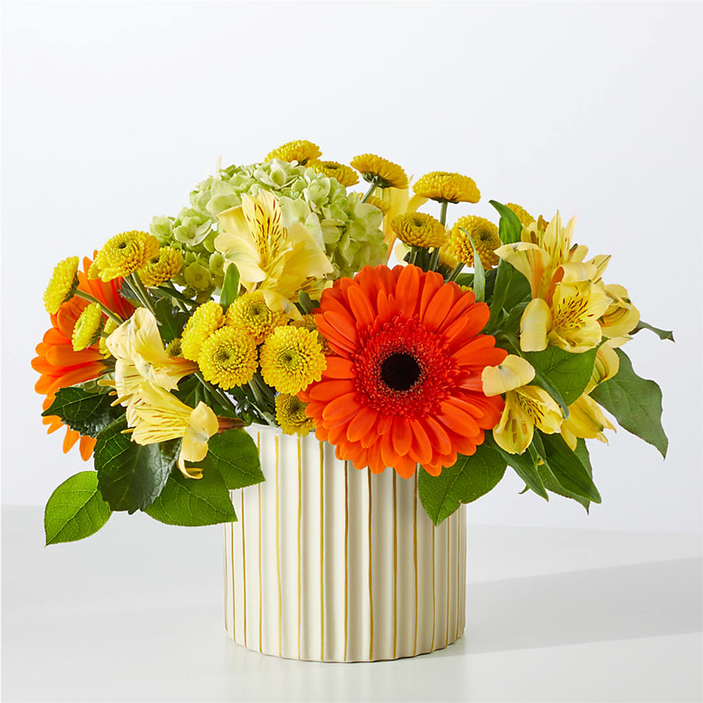 Autumn Sunshine Bouquet with Ivory Vase –  Moreno Valley Flower Box, Moreno Valley CA