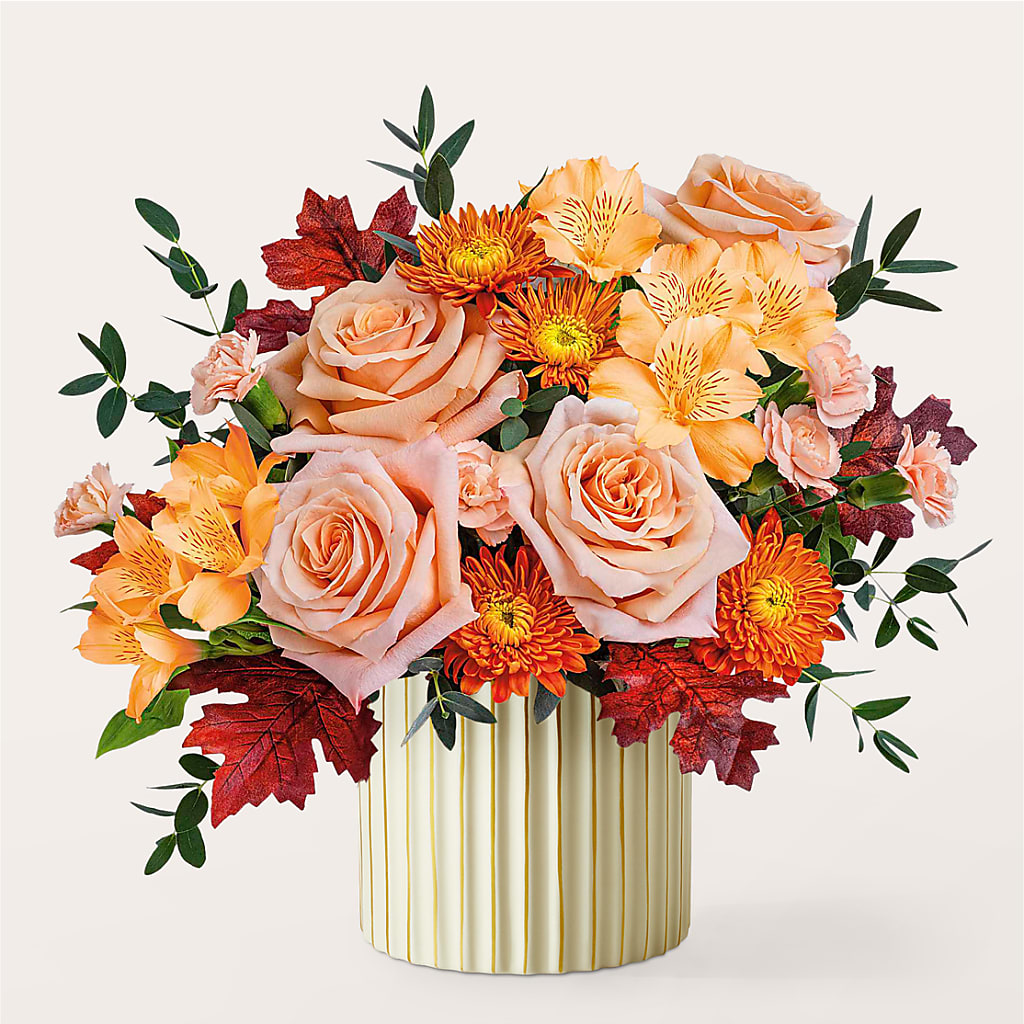 Spiced Latte Bouquet with Ivory Vase –  Moreno Valley Flower Box, Moreno Valley CA