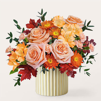 Spiced Latte Bouquet with Ivory Vase –  Moreno Valley Flower Box, Moreno Valley CA