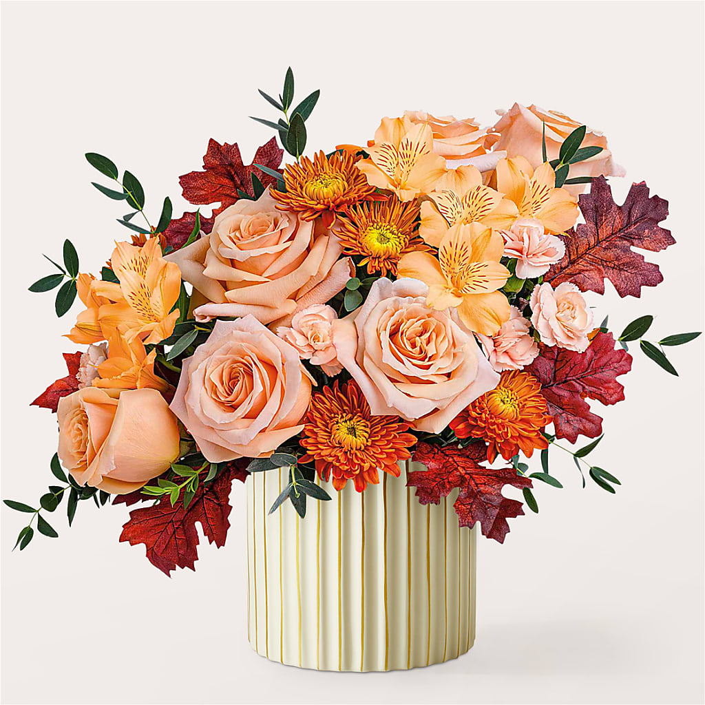 Spiced Latte Bouquet with Ivory Vase –  Moreno Valley Flower Box, Moreno Valley CA