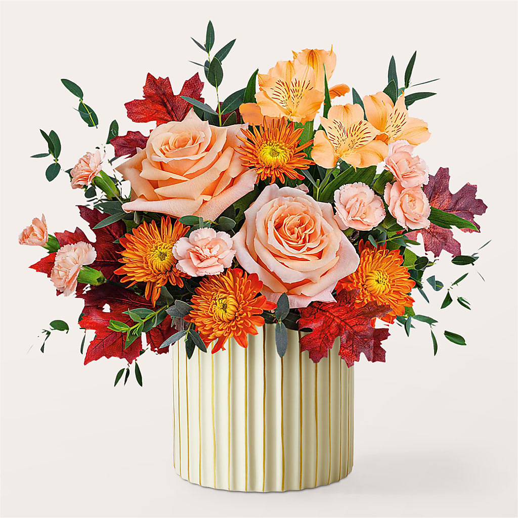 Spiced Latte Bouquet with Ivory Vase –  Moreno Valley Flower Box, Moreno Valley CA