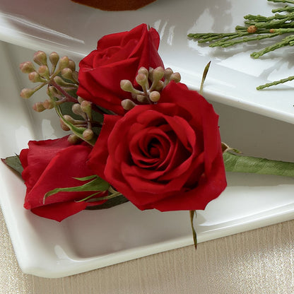 Red Spray Rose Boutonniere –  Moreno Valley Flower Box, Moreno Valley CA